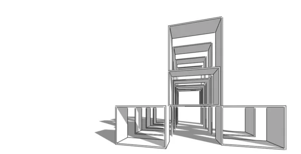 概要建築彫刻 立体建築イラスト — ストック写真