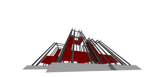 Αφηρημένη Δομή Γλυπτική Και Αρχιτεκτονική Σκίτσο Ιδέα Έννοια — Φωτογραφία Αρχείου
