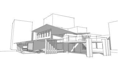 Soyut mimari çizim, illüstrasyon