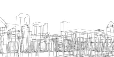 Soyut mimari çizim, illüstrasyon