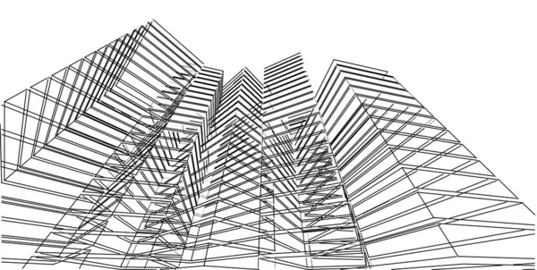 アブストラクト建築図面スケッチ イラスト — ストック写真