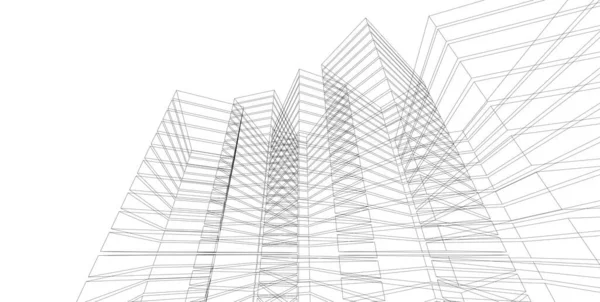 Абстрактный Архитектурный Эскиз Иллюстрация — стоковое фото