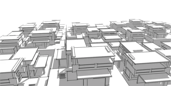 Abstrakcyjny Szkic Architektoniczny Ilustracja — Zdjęcie stockowe