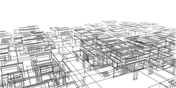 Abstracte Architectuurtekening Schets Illustratie — Stockfoto