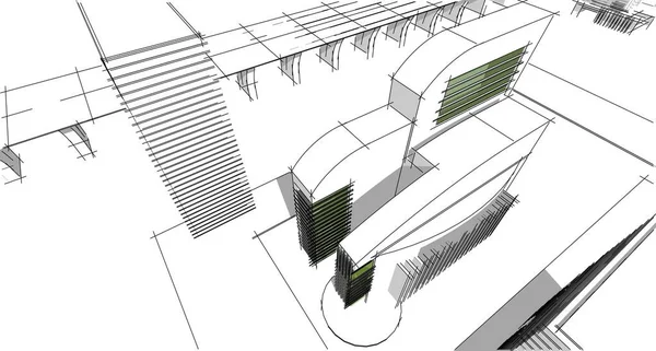 Abstrakcyjny Szkic Rysunku Architektonicznego Pejzaż Miejski Ilustracja — Zdjęcie stockowe