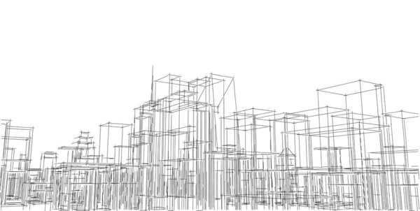 Abstracte Architectuurtekening Schets Illustratie — Stockfoto