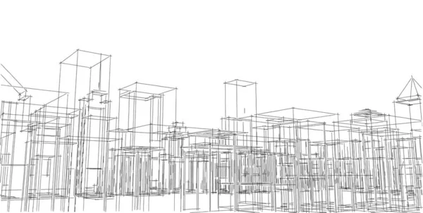 Ескіз Абстрактного Архітектурного Малюнка Ілюстрація — стокове фото