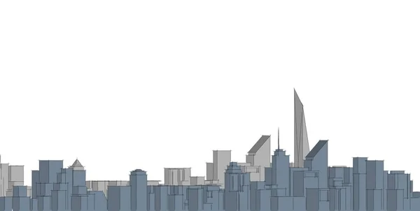 Desenho Arquitetônico Abstrato Esboço Cidade Panorama Ilustração — Fotografia de Stock