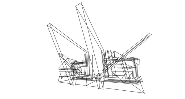 Abstract Sketch Architectural Construction Wireframe — 스톡 사진