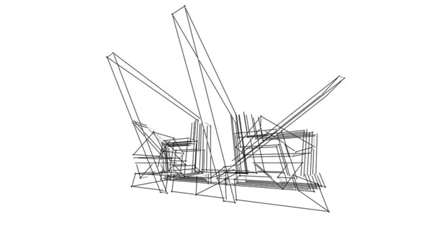 Abstraktní Skica Architektura Stavba Drátěný Rám — Stock fotografie