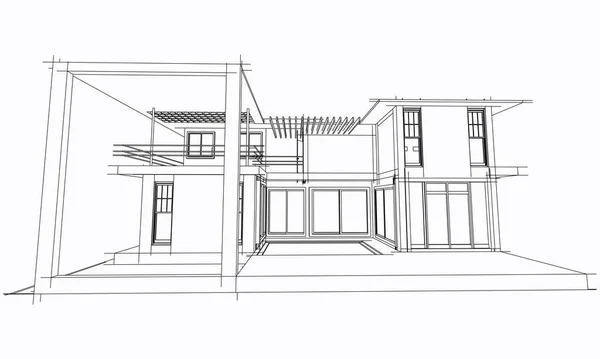 Abstracte Architectuurtekening Schets Illustratie — Stockfoto