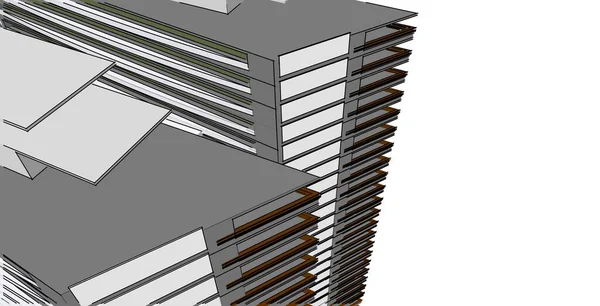 Absztrakt Vázlat Építészet Építőipar Wireframe — Stock Fotó