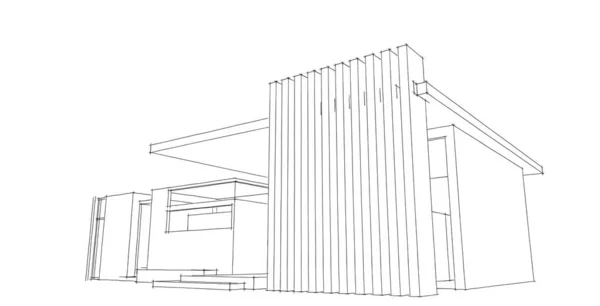 Abstracte Schets Architectuur Bouw Wireframe — Stockfoto