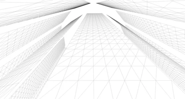 Abstract Sketch Architectural Construction Wireframe — стоковое фото