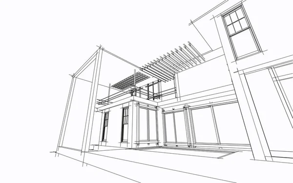 Абстрактный Архитектурный Эскиз Иллюстрация — стоковое фото