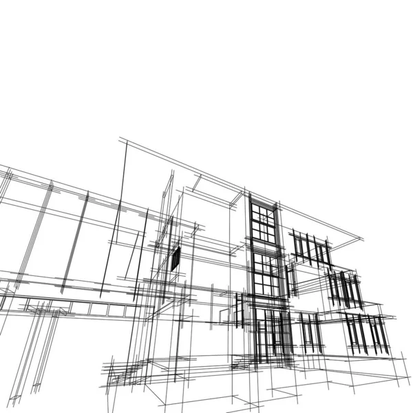 Abstract Wireframe Architectural — Foto de Stock