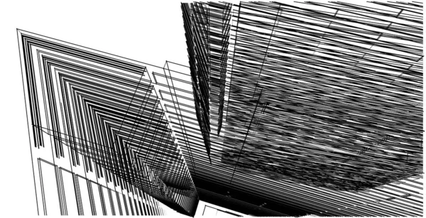 Bosquejo Abstracto Arquitectura Construcción Wireframe — Foto de Stock