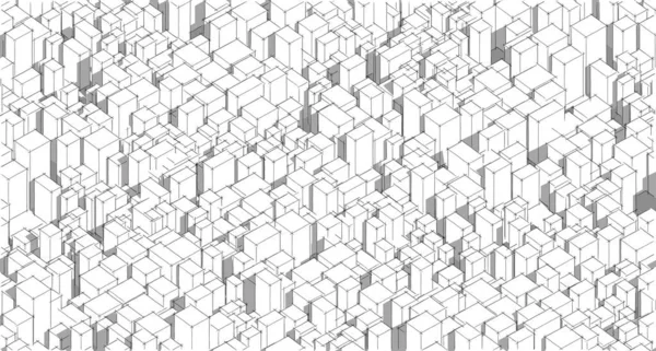 Wireframe Panorama Architectuur Abstract Illustratie — Stockfoto