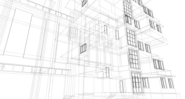 Abstract Sketch Architectural Construction Wireframe — стоковое фото