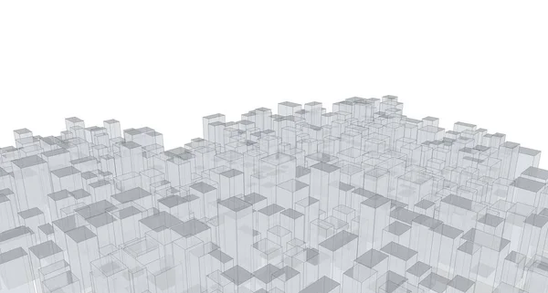 Wireframe Panorama Architectuur Abstract Illustratie — Stockfoto