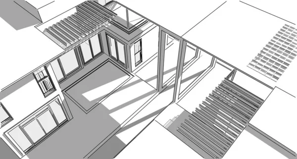 Abstracte Architectuurtekening Schets Illustratie — Stockfoto