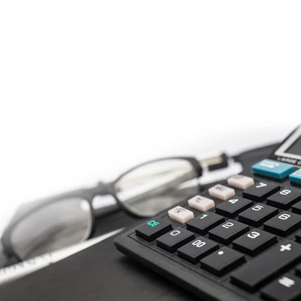 Калькулятор Документы Работы Над Таблицей Финансы Сбережения Концепция Бизнеса — стоковое фото
