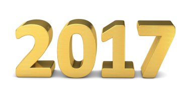 Yeni yıl metin altın 2017 3d