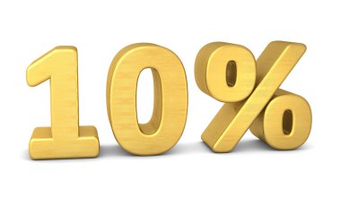 yüzde 10 sembol 3d altın