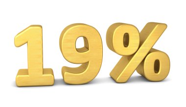 yüzde 19 sembolü 3d altın