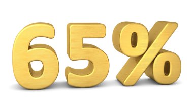 yüzde 65'i sembolü 3d işleme altın