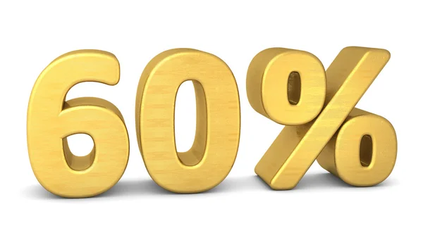 60 percent symbol 3d rendering gold — Stock Photo, Image