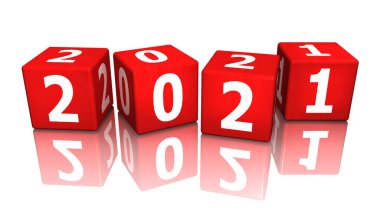2021 küp kırmızı 3D görüntüleme
