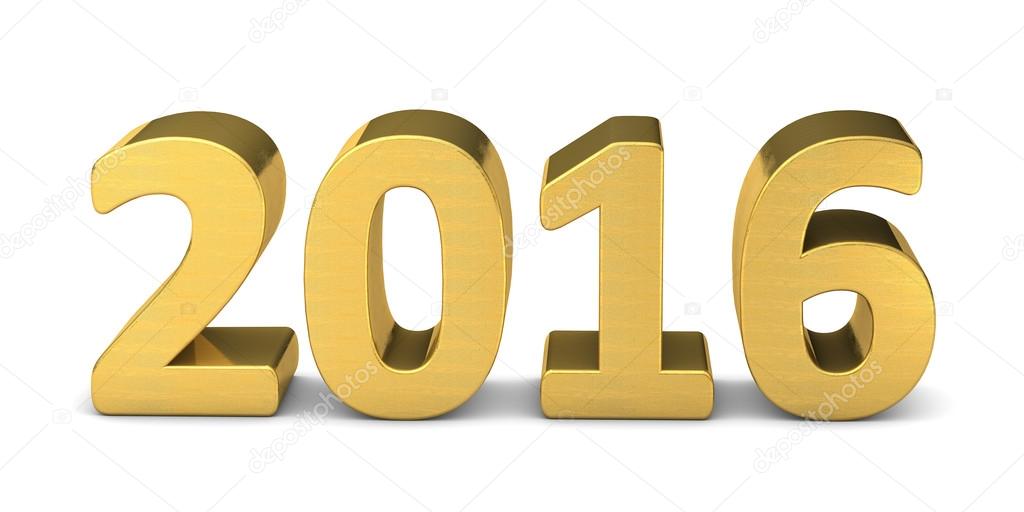 new year text gold 2016 3D