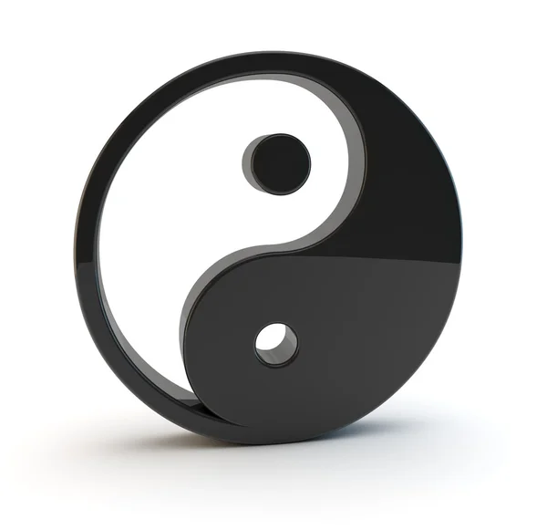 3d negro yin yang símbolo —  Fotos de Stock