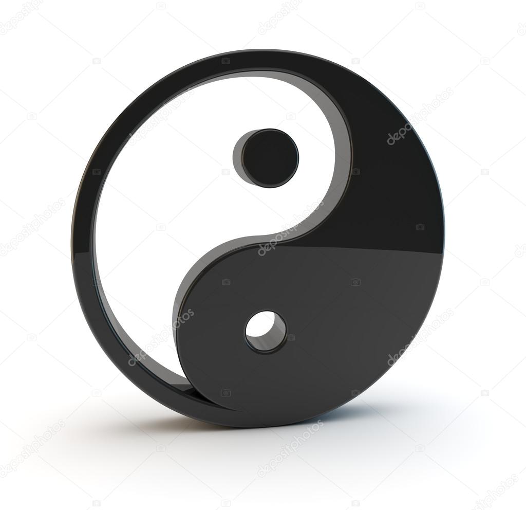 3d black yin yang symbol