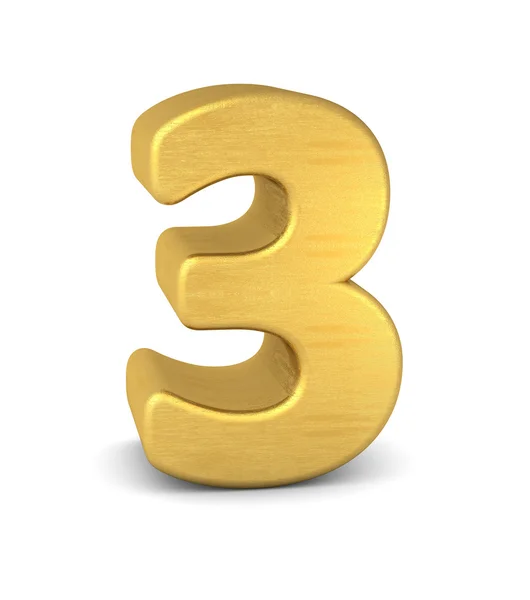 3d number 3 gold — Stock Photo, Image