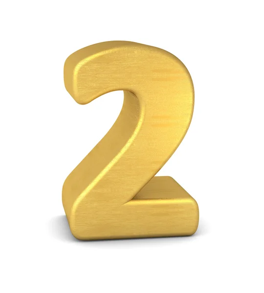 3d number 2 gold — Stock Photo, Image