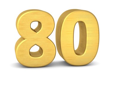 3d number 80 gold clipart