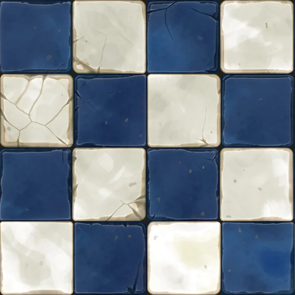 Azulejos brancos azuis sem costura — Fotografia de Stock