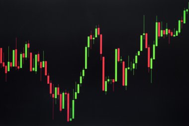 Hisse senedi veya Forex grafik veya mum grafiği siyah ekranda