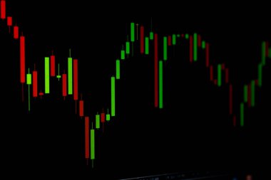 Siyah Arkaplanda Menkul Kıymetler Çizelgesi veya Forex Çizelgesinin Değişen Konumu