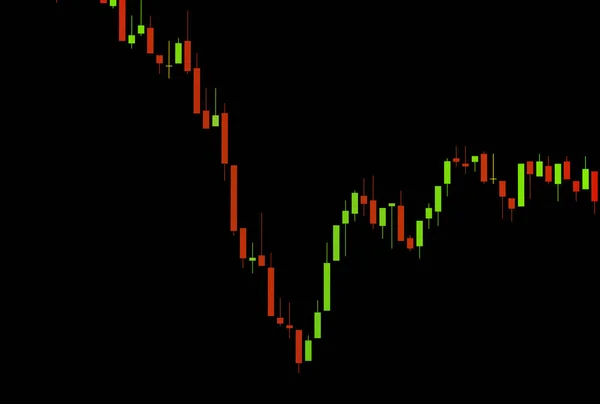 Gráfico Acciones Tendencia Descendente Inestable Gráfico Divisas Sobre Fondo Negro — Foto de Stock