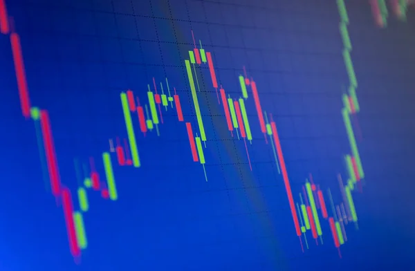 Gráfico Acciones Inclinadas Rojo Verde Gráfico Divisas Línea Tabla Sobre — Foto de Stock