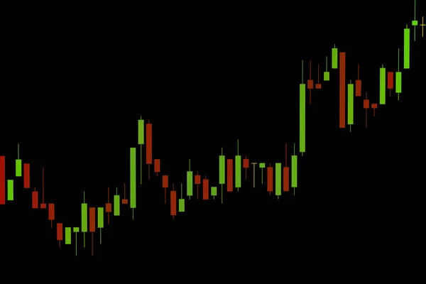Непрерывный Восходящий Красный Зеленый График Акций Forex Диаграмма Черном Фоне — стоковое фото