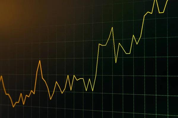 Tendencia Alcista Continua Gráfico Acciones Amarillo Gráfico Divisas Línea Tabla — Foto de Stock