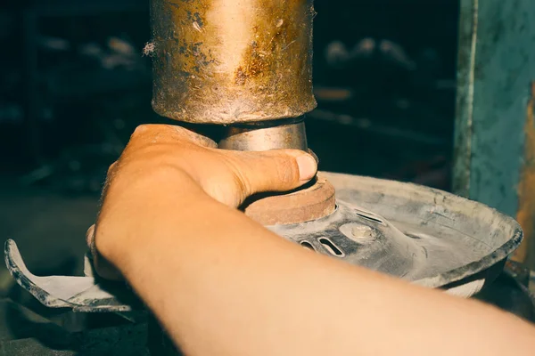 Imprensa Máquina Hidráulica Uso Mecânico Mecânico Carro Rolamento Cubo Roda — Fotografia de Stock