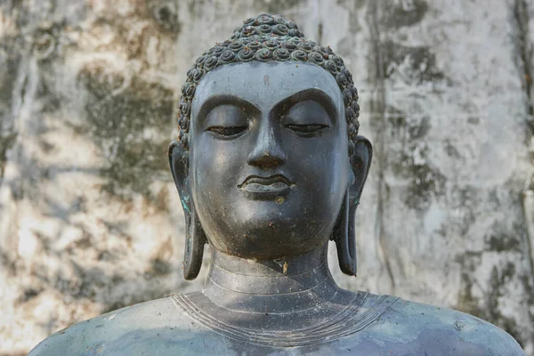 Phayao Thailand Dec 2020 Front Headshot Buddha Statue Concrete Background — Stock Photo, Image