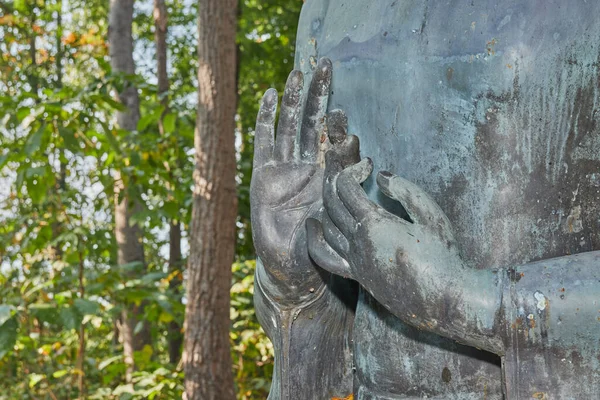 Phayao Tailândia Dezembro 2020 Mão Estátua Buda Fundo Florestal Templo — Fotografia de Stock