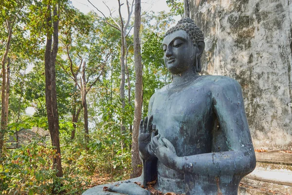 Phayao Thajsko 2020 Přiblížit Pohled Levý Přední Buddha Socha Dává — Stock fotografie