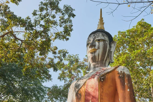 Phayao Thailandia Dic 2020 Zoom View Front Left Statua Buddha — Foto Stock